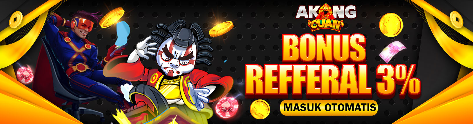 BONUS REFFERAL 3% SLOT, ACRADE & LIVE CASINO