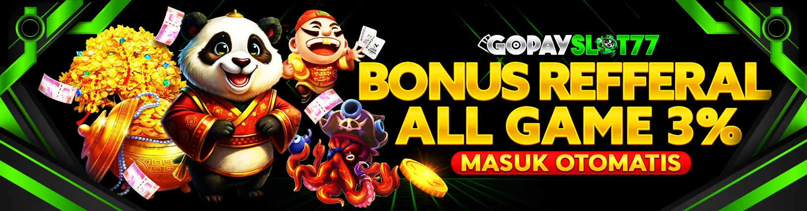 BONUS REFFERAL 3% SLOT, ACRADE & LIVE CASINO